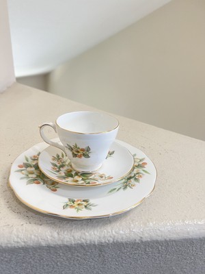 Duchess Bone China England Dogwood Trio Tea Cup Saucer  & Tea Plate Vintage