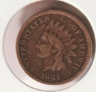 US Rare Old West 1881 Indian Head Penny Coin American Collection Shield Cent USA