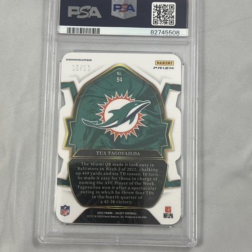 2022 Panini Select Die-Cut Gold Prizm /10 Concourse #94 Tua Tagovailoa PSA 9 Min - Picture 3 of 4