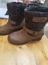 Barbour International Women's Short Boots, Size UK 4/Eu 37 Brown Leather