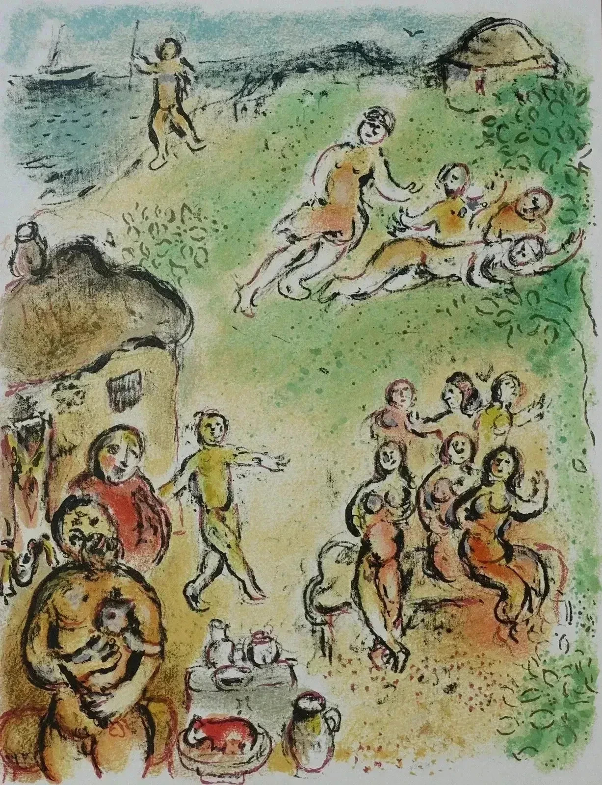 Marc CHAGALL: La Isla De Eole Dios Del Viento, Litografía #ODYSSÉE HOMERE