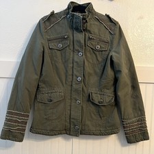 Chaqueta BB Dakota Talla Lg Estilo Militar Verde Acolchada Boho Bella Cuello Simulado LEER