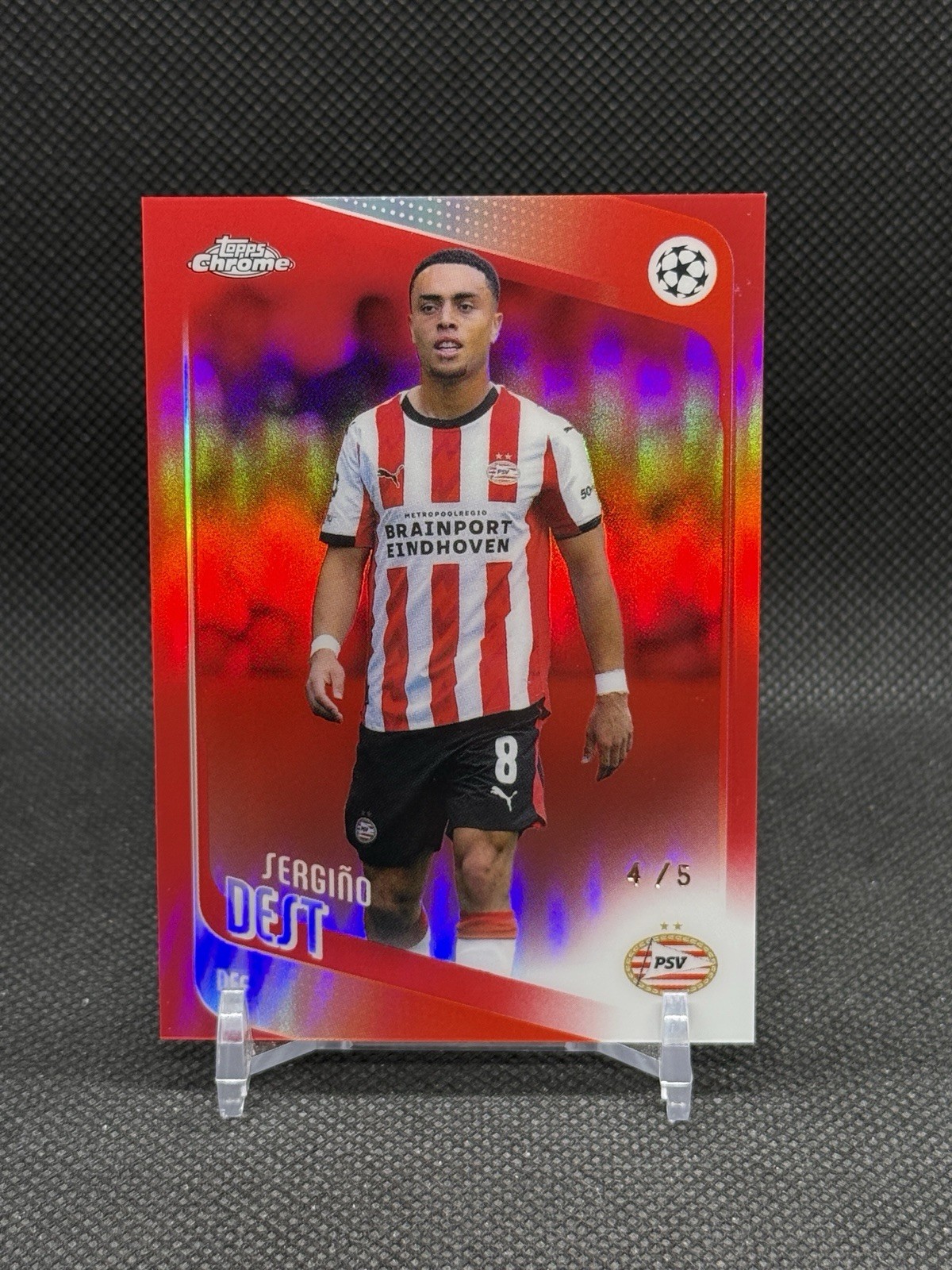 Sergino Dest 2025-26 Topps Chrome UCC True Red Refractor /5 USA SSP