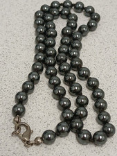 Hematite Beaded Necklace 5mm Stone Gemstone Black 18"