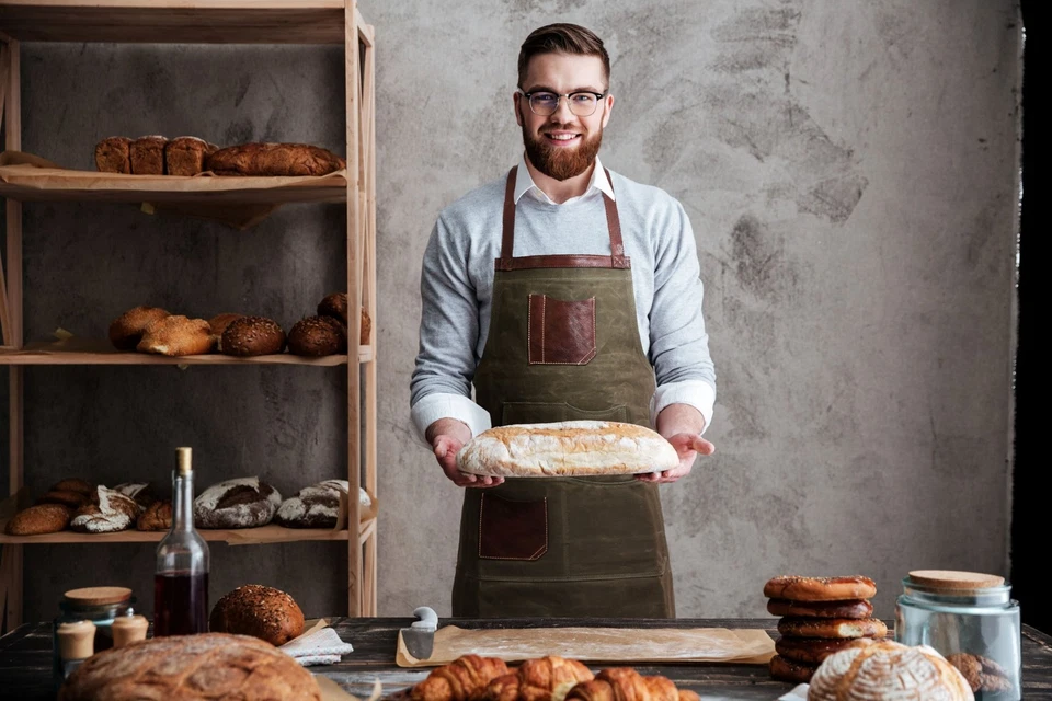 Leather & Wax Canvas Apron Olive Green - Image 2 of 4