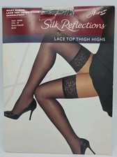Hanes Lace Top Thigh Highs Size EF Barely Black NEW