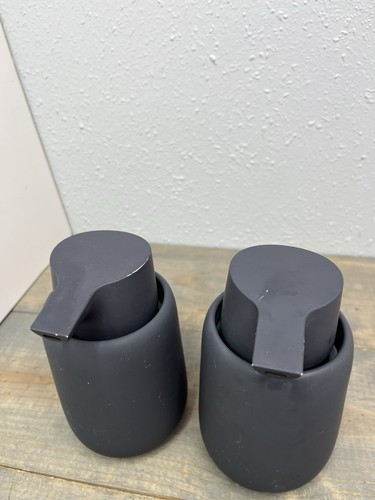 2 Blomus Dark Gray Ceramic Soap Dispenser O/S 6x4x3.5 - Picture 2 of 4
