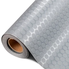 7.5 x 17 ft Garage Floor Mat Flooring Roll Non-Slip Waterproof PVC Circular Gray