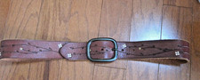 Vintage Y2K 1.5" Boho Floral Leather Belt Gap Tooled Cottage Hippie 70s Style M