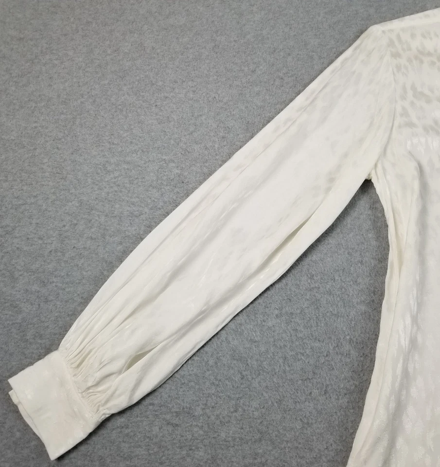 FIFTEEN TWENTY Top Mujer Pequeño S Blanco Leopardo Brillo Manga Larga Transparente Foto 3 de 4