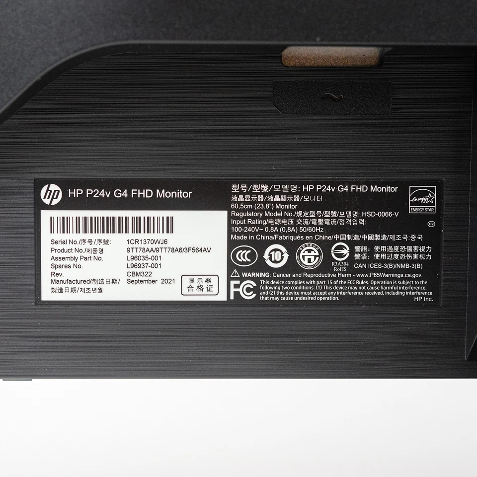 HP P24v G4 24" Widescreen 1920x1080 Full HD LED Backlit IPS Monitor ONLY Grade B - Image 4 of 4