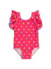 Baby/Girls UPF50 Sun Protected Butterfly Piece Swimsuit - Colorful Hearts, 7