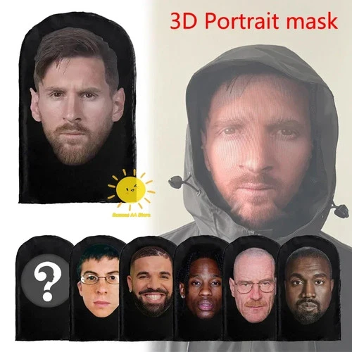 New Kanye 3D Printed Mask Drake, Full Elastic Mesh Mask