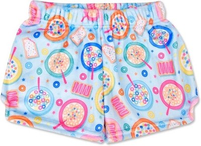 iscream 3598 Kid Girls' Silky Soft Plush Fleece Shorts--Breakfast Bites