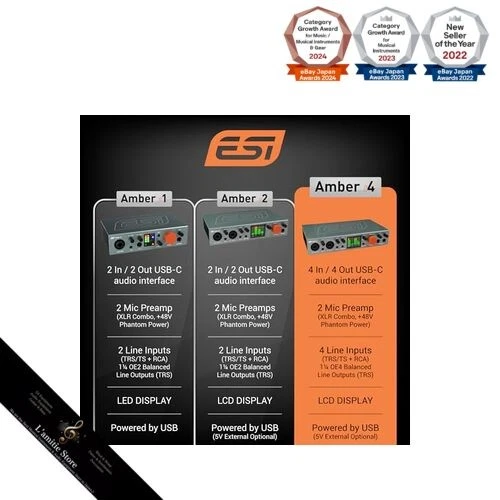 ESI Amber i4-24 bit/192 kHz compatible 4-in/4-out USB-C audio interfaceJapan - Image 2 of 4