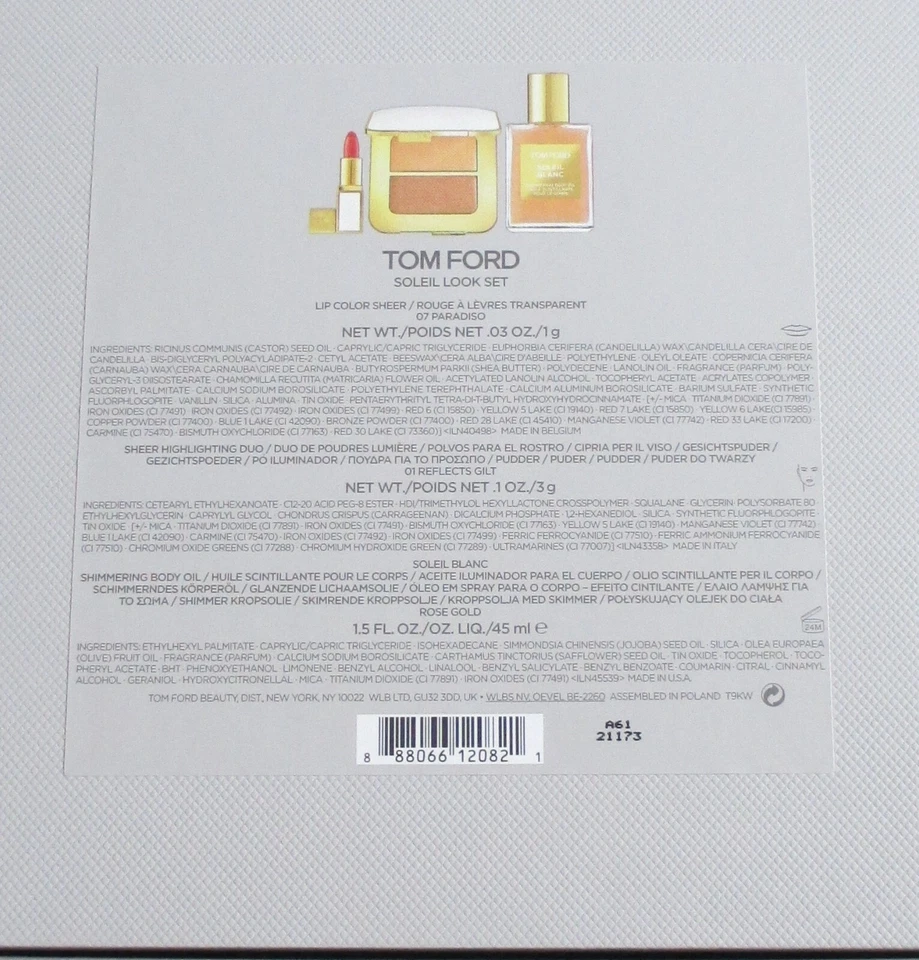 Tom Ford Soleil Look Set - Juego de 3 piezas de lápiz labial, iluminador y aceite corporal [Nuevo en caja] Foto 2 de 2