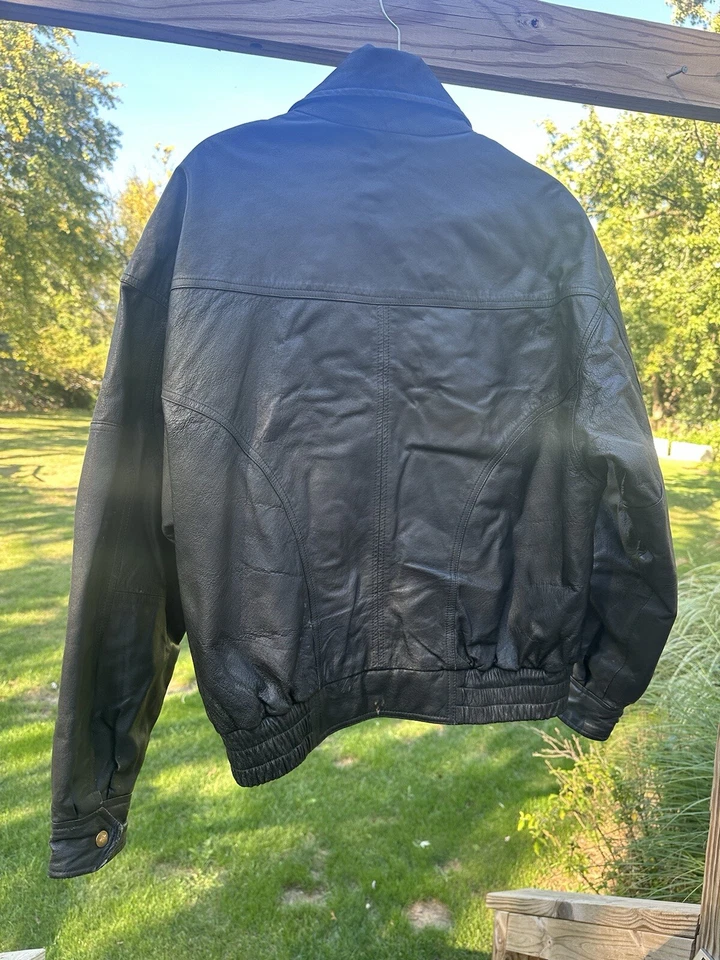 East West vintage para hombre. Chaqueta de cuero negra mediana rara en buen estado Foto 4 de 4