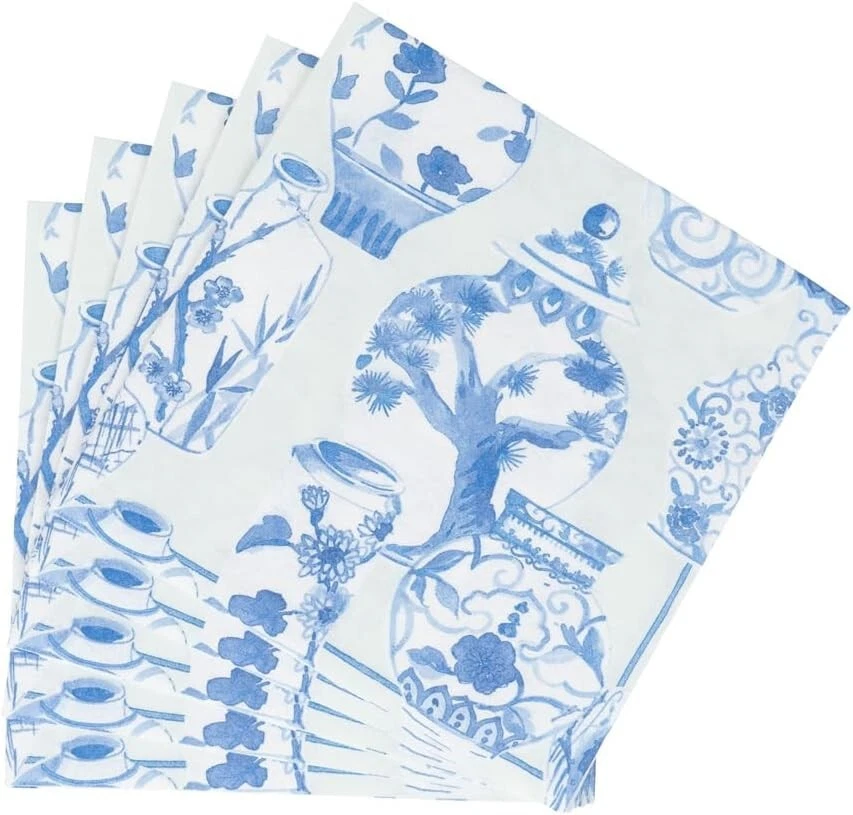 Бумажные льняные обеденные салфетки Caspari, глазурованный фарфор Celadon — 2 упаковки — 18340LG - Изображение 3 из 4