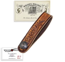 Walker & Williams AT-2 Brown Leather Acoustic Guitar Strap Headstock Adapter 