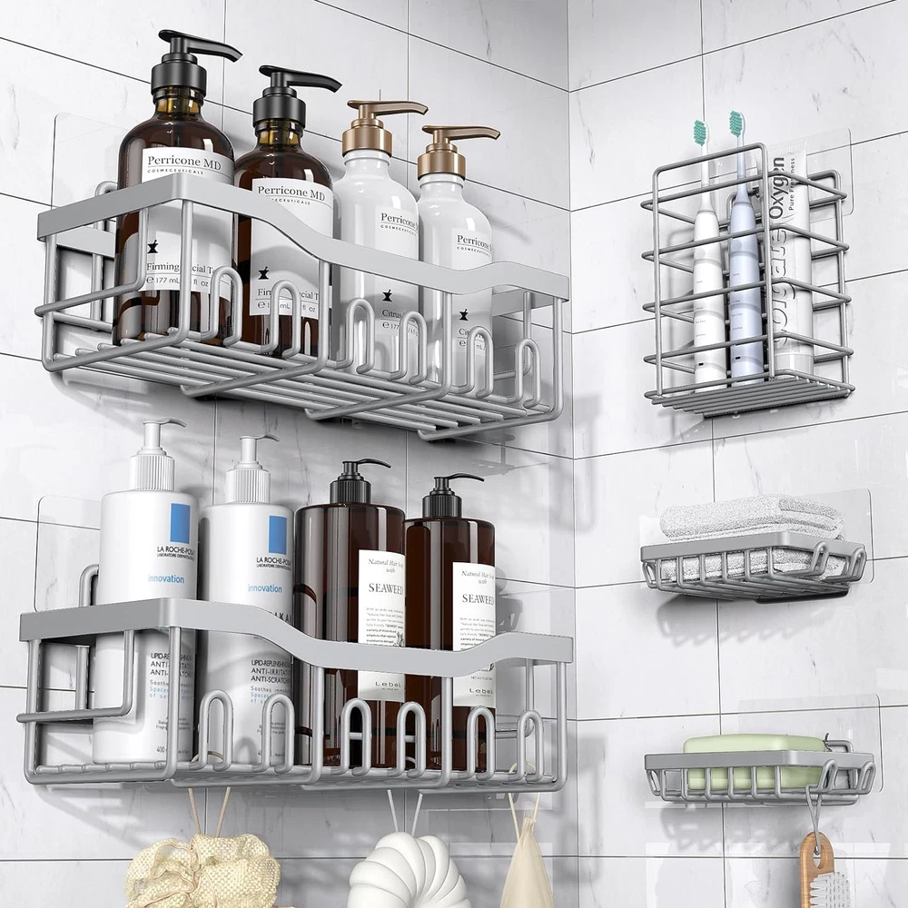 Rustproof No-Drill Adhesive Shower Caddy Bathroom Organizer Storage