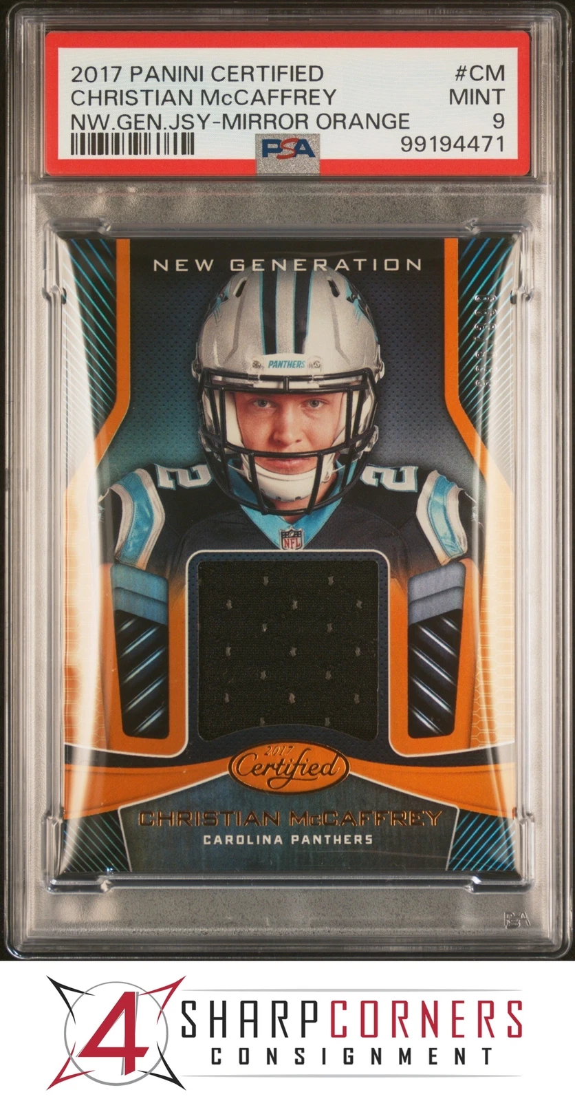 Christian McCaffrey Panini Certified New Generation Jersey #CM Mirror Orange