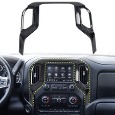 Carbon Fiber Navigation Screen Panel Air Vent Cover Trim For Chevrolet Silverado