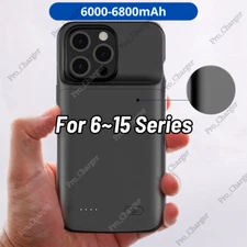External Battery Charger Case Power Bank TPU Cover For iPhone 15 14 13 12 X 8 7