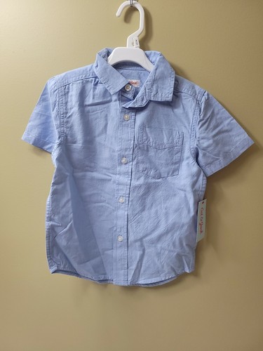 Cat And Jack Boys Blue Button Up Cotton Collared Shirt Size XS 4/5 - Picture 3 of 6