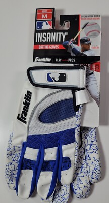 Franklin Insanity Batting Gloves Adult Medium Blue White New
