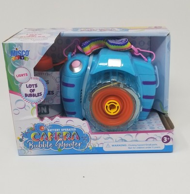 NIB Misco Toys Bubble Shooter Camera, Battery Operated, Blue and Purple
