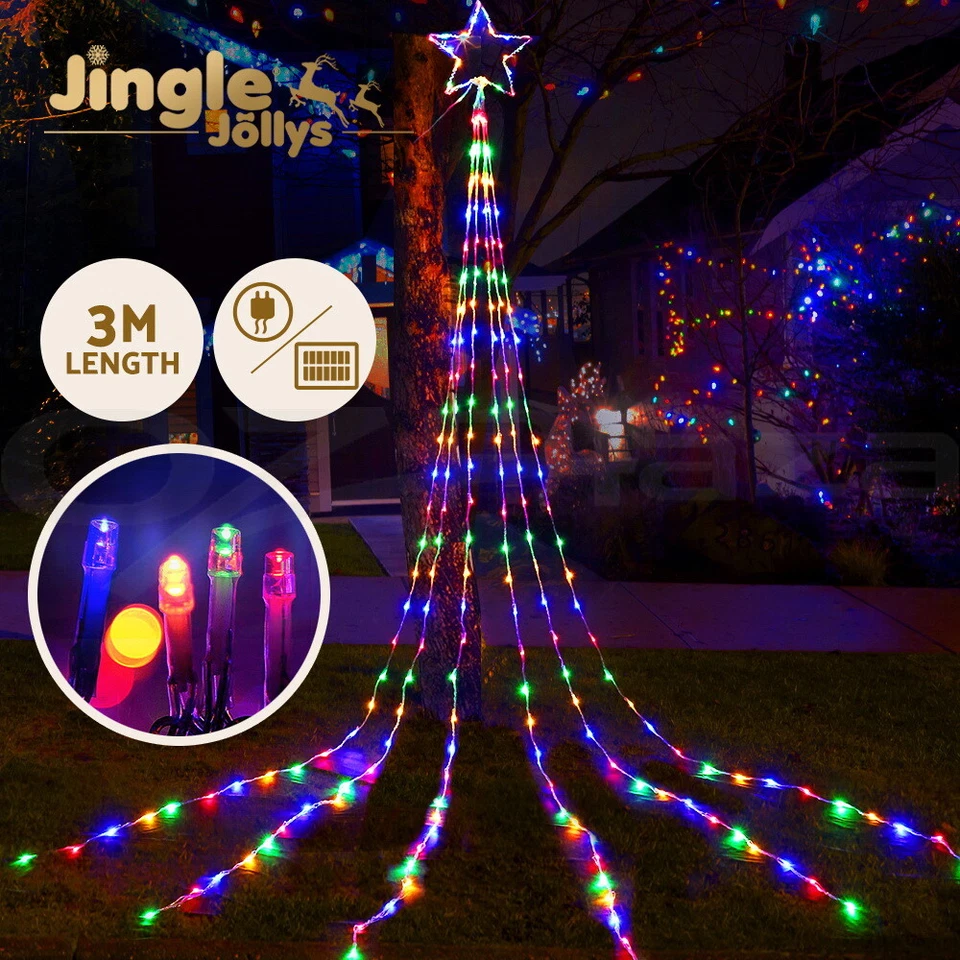 Jingle Jollys Solar Christmas Lights 3M 200 LED String Fairy Light Decorations