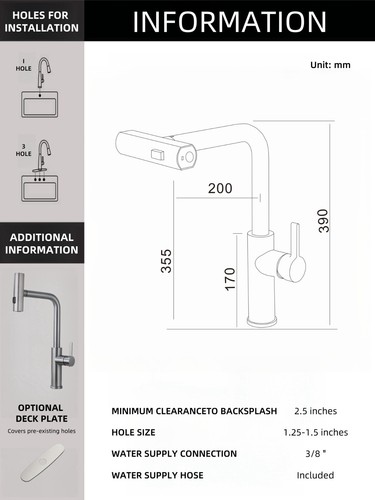 Grifos de cocina, pistola cepillada gris grifo de cocina con rociador extraíble - Imagen 8 de 9
