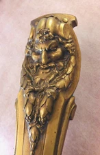 Antique original brass bronze figural bearded pan green man face ornament ormolu