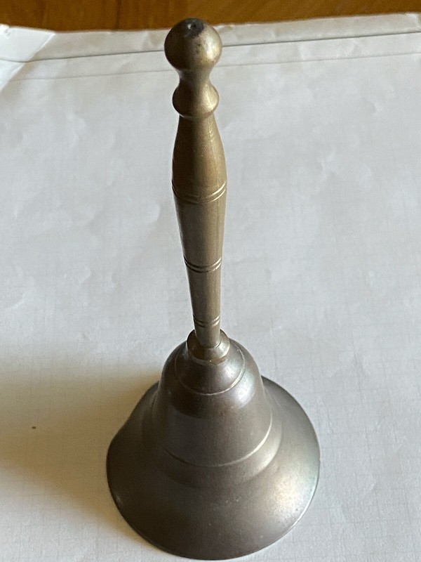 Vintage Brass Dinner Bell with a long handle about 6 1/2 Inches high