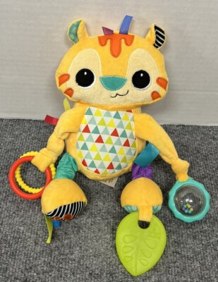 Bright Starts Super 10'' Plush Yellow Rattle Stuffed Animal Toy Lovey