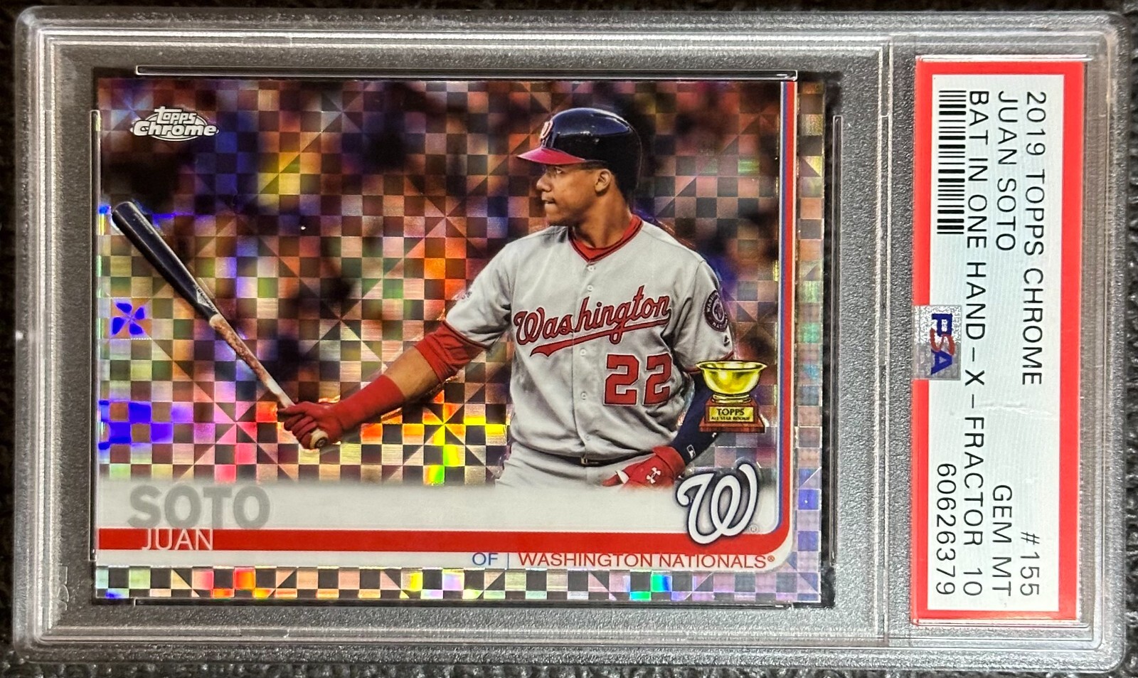 2019 Topps Chrome Juan Soto Bat In One Hand X-Fractor #155 PSA 10 Gem Mint