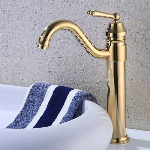 Gold Brass Taps Basin Mixer Sink Kitchen Laundry Faucet 360° Swivel Spout WELS - Picture 10 of 10