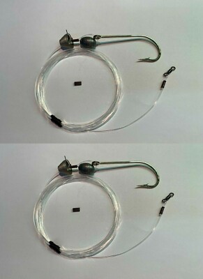 2 Pcs. Ballyhoo Pin Rig with Stainless Steel Bait Spring Mustad 8/0 100 lb Mono 