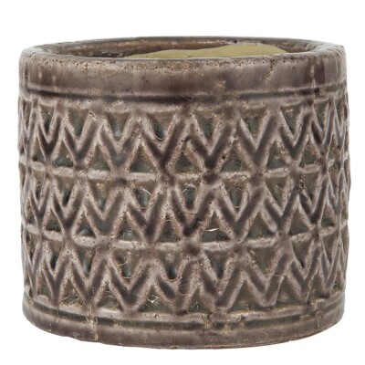 Purple Pot Zig-Zag Terracotta With Pattern by Ib Laursen