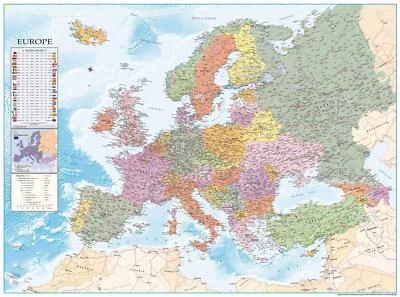 Poster XXL Carte de l'Europe avec drapeaux 135 x 100 cm - Photo 1/4