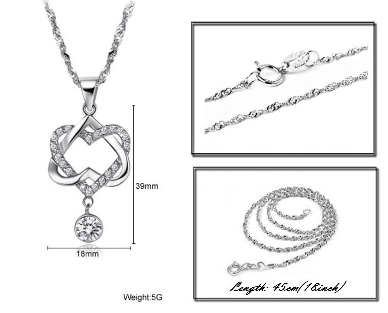 Single Diamond Necklace Sterling Silver Cubic Zirconia Water Drop - Foto 9