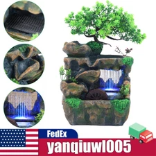 Mini Rockery Fountain Waterfall Feng Shui Desktop Water Rock Indoor Desk Decor