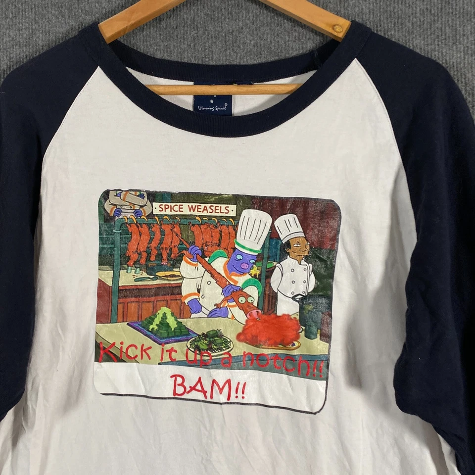 Futurama Shirt Mens Extra Large White Baseball Style TV Show Vintage Y2K 2000s - image 2 of 4