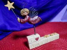 Blossom Bucket Suzi Skoglund "I LOVE Angels" Flying Angel Block Sign Figurine