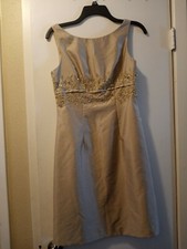 ELIZA J NEW YORK Party Embroidery Dress Size 4 Beige Sleeveless