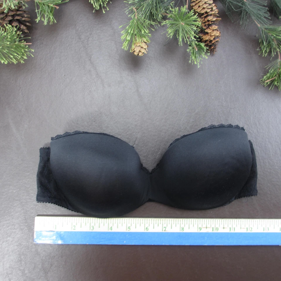 Sutiã Lily of France 34C preto sem alças acolchoado com aro ajustável fecho traseiro - Imagem 2 de 4