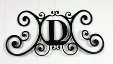 Iron Letter D Monogram Door Wall Decoration Plaque Metal Initial