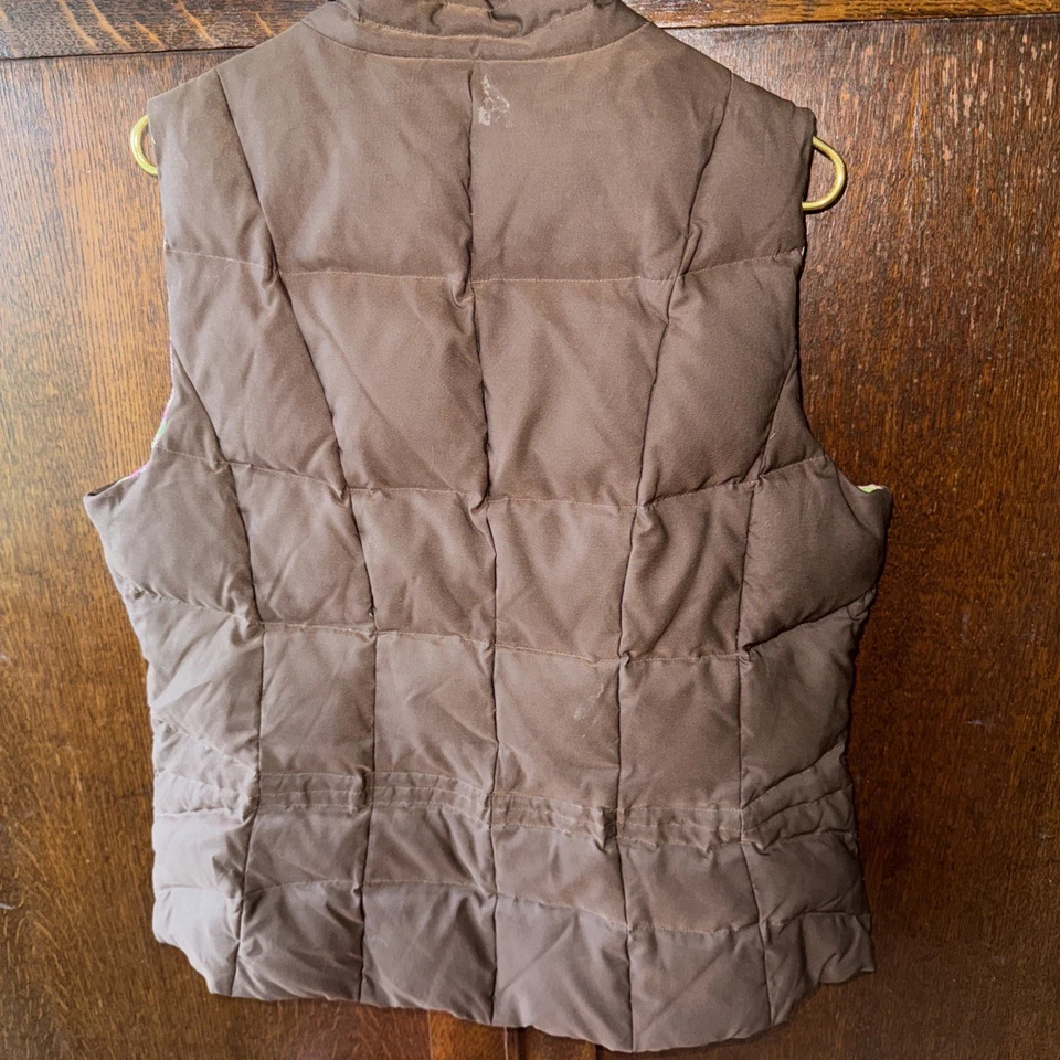 Lilly Pulitzer Brown Down Vest With Floral Lining Size XL - Image 2 of 4