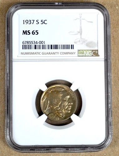1937-S BUFFALO NICKEL NGC MS65 534001 TONING