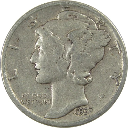 1937 D Mercury Dime VF Very Fine Silver 10c Coin